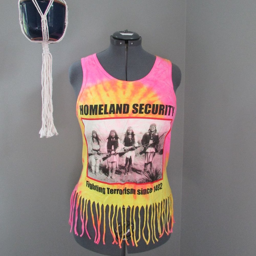 3/$10 "Homeland Security"  Tie Dye Tank Top